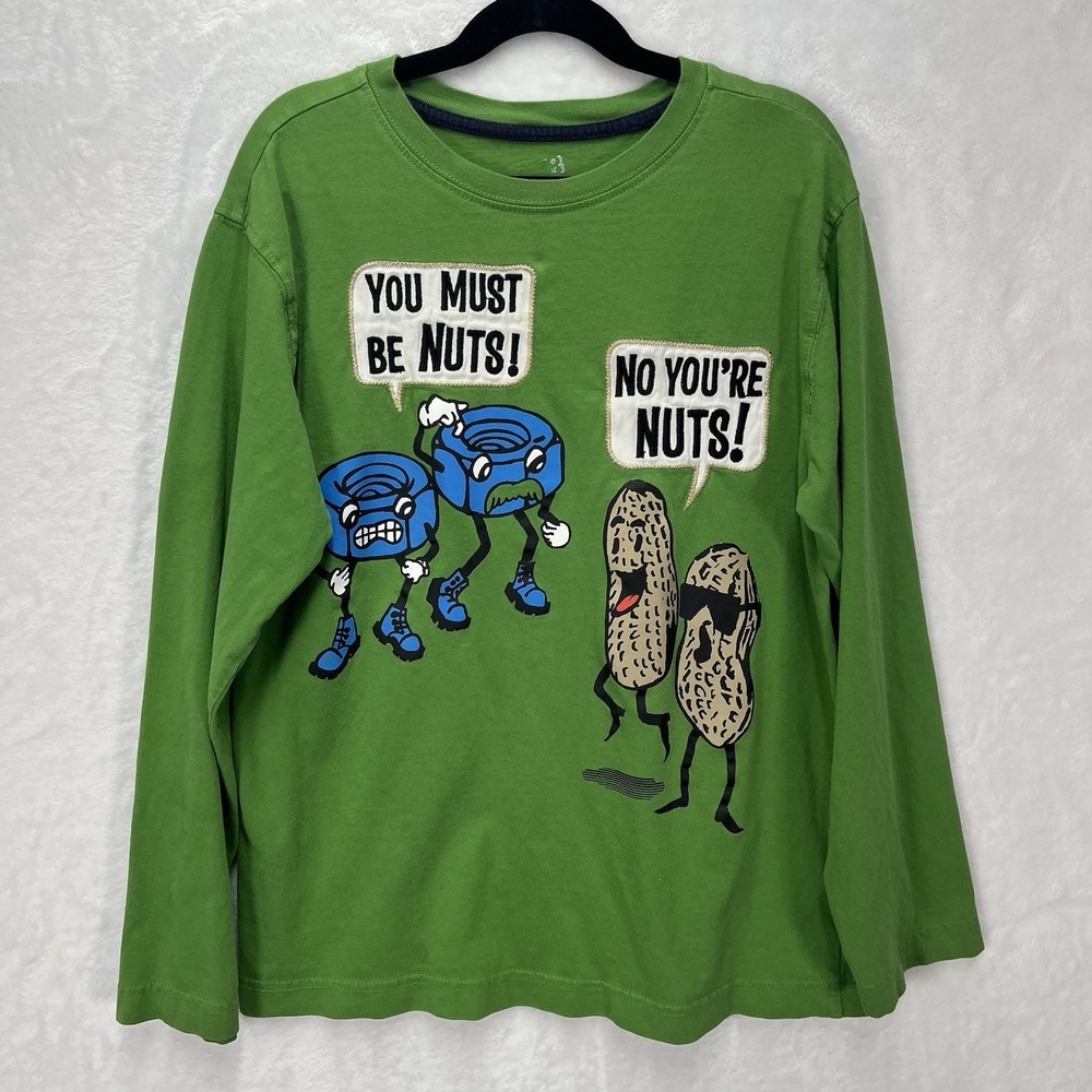 Crazy 8 Embroidered Graphic Long Sleeve Graphic Shirt Boys 10-12 Nuts Cotton
